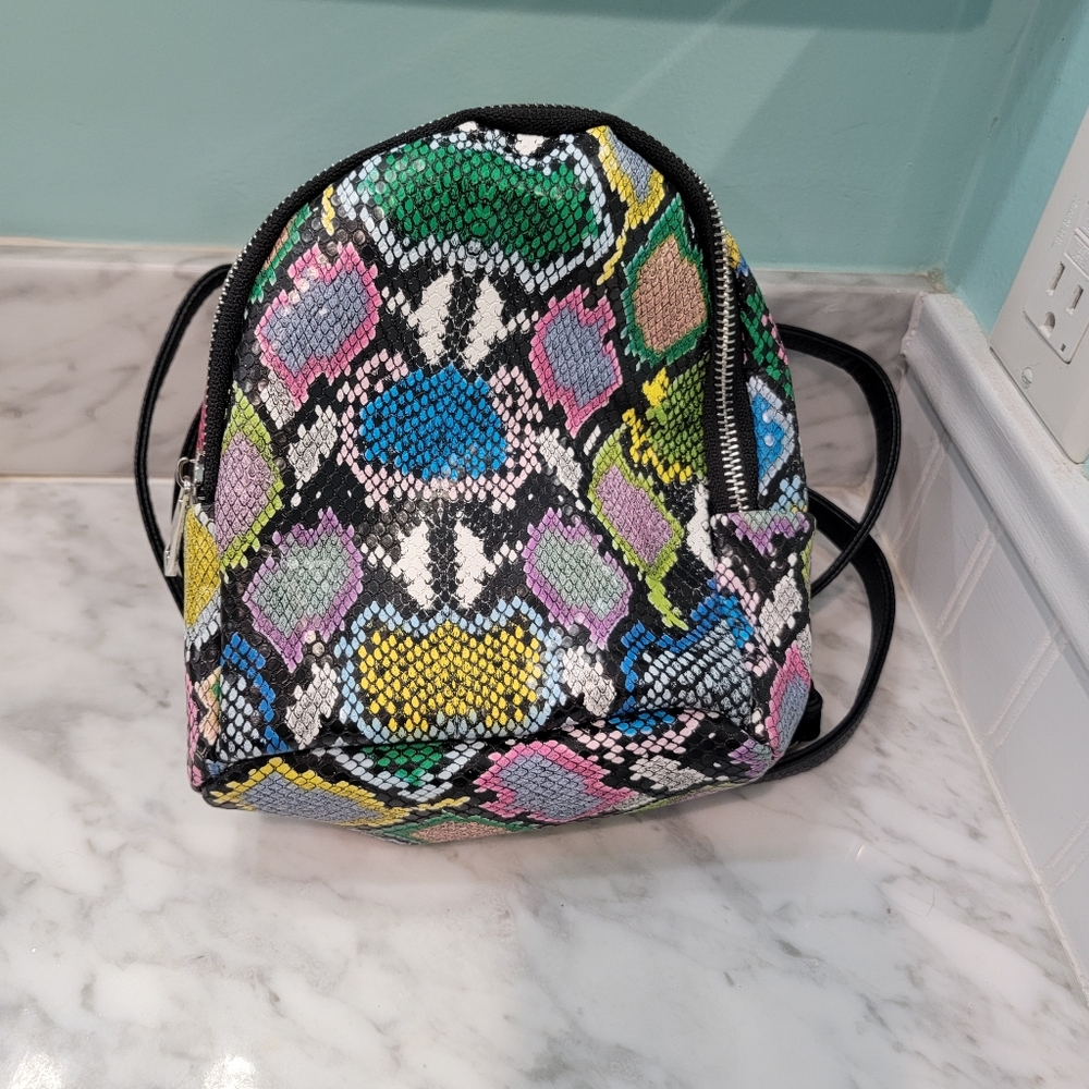 Multicolor Snake Print Backpack